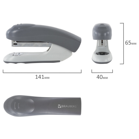Степлер №24/6, 26/6 BRAUBERG "Original", до 25 листов, серый, 222535 - Степлеры настольные