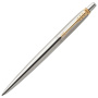 Ручка шариковая PARKER "Jotter Core Stainless Steel GT", корпус серебро, позолота, синяя, 1953182 - Ручки шариковые подарочные