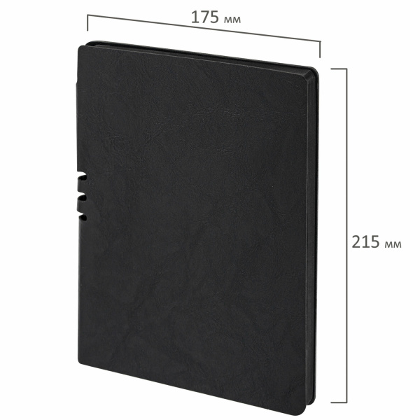 Тетрадь А5 (175х215 мм), BRAUBERG "NEBRASKA", 96 л., под кожу, клетка, черный, 113416 - Бизнес-блокноты и бизнес-тетради