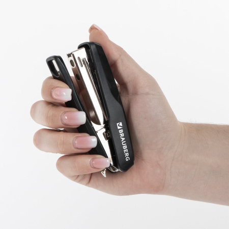 Степлер №10 BRAUBERG "Extra", до 20 листов, антистеплер, черно-серый, 229080 - Степлеры настольные