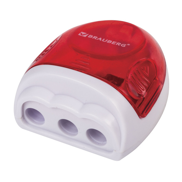 Точилка BRAUBERG "TERN" с контейнером, пластиковая, овальная, 3 отверстия, цвет ассорти, 226939 - Точилки ручные