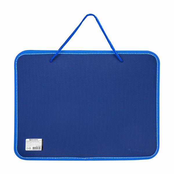 Папка на молнии пластиковая с ручками BRAUBERG, А4, 350х270х45 мм, фактура бисер, синяя, 225163 - Папки-сумки с ручками