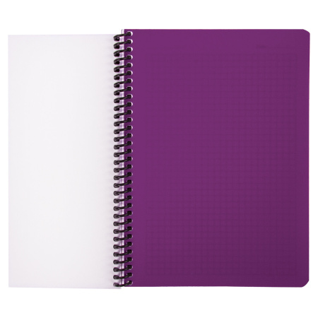 Тетрадь А5, 80 листов, BRAUBERG "Metropolis", спираль пластиковая, клетка, обложка пластик, ФИОЛЕТОВЫЙ, 403399 - Тетради более 60 листов