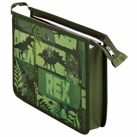 Папка для тетрадей ПИФАГОР А5, 1 отделение, пластик, на молнии, "Dinoland", 271497 - Папки для тетрадей и уроков труда