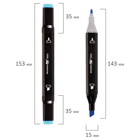Маркеры для скетчинга двусторонние BRAUBERG ART DEBUT "BLACK", НАБОР 60 шт., пластиковый кейс, 152131 - Скетчмаркеры в наборах