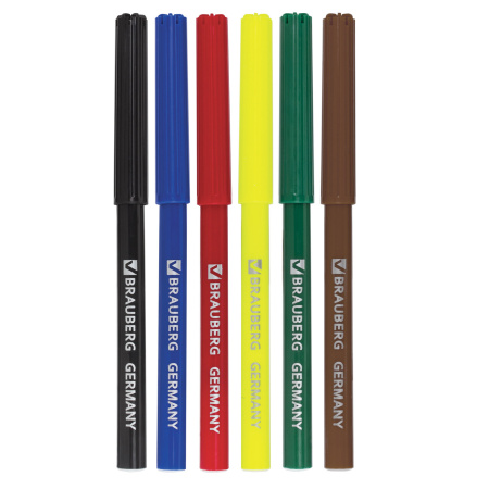 Фломастеры BRAUBERG "Rose Angel", 6 цветов, вентилируемый колпачок, картонная упаковка, увеличенный срок службы, 150555 - Фломастеры классические