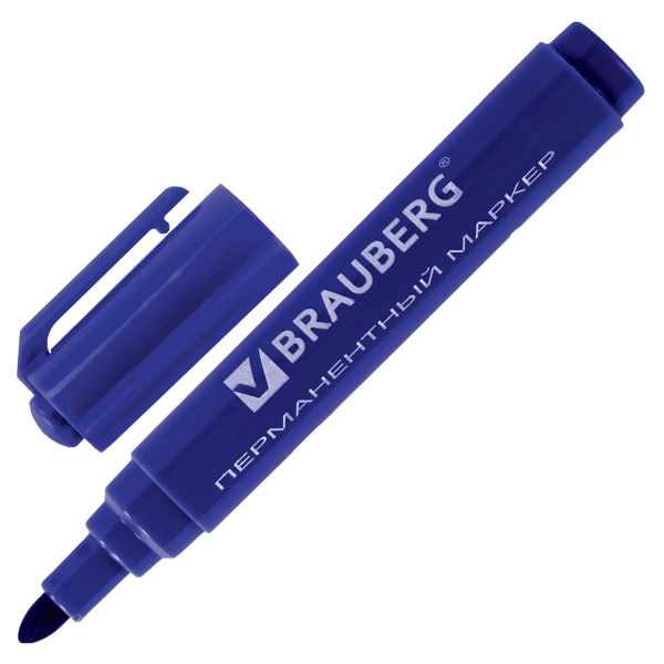 Маркеры перманентные BRAUBERG "Classic", НАБОР 4 ЦВЕТА, круглый наконечник, 3 мм, 150299 - Маркеры перманентные