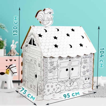 Картонный игровой развивающий Домик-раскраска "Сказочный", высота 130 см, BRAUBERG Kids, 880364 - Наборы для рукоделия
