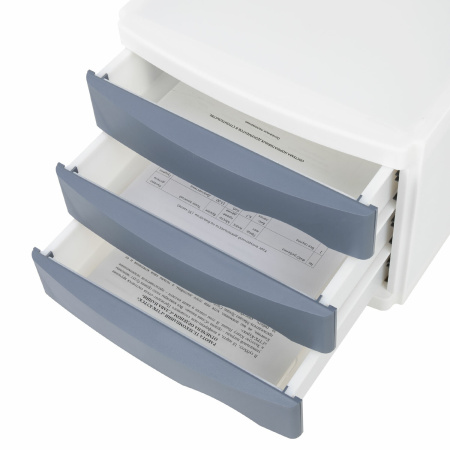 Бокс с 3 выдвижными лотками, корпус светлый, лотки серые, 235х300х355 мм, BRAUBERG "Office-Expert", 238040 - Блоки закрытых лотков для бумаг