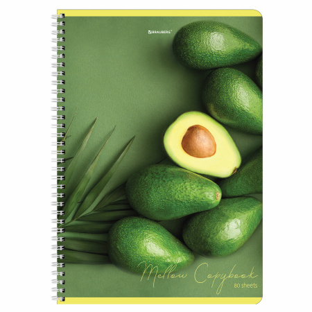 Тетрадь А4, 80 л., BRAUBERG, гребень, клетка, обложка картон, "Фрукты", 404051 - Тетради формата А4