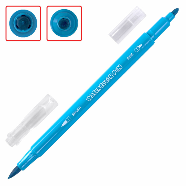 Фломастеры двусторонние с кистью 12 цветов (кисть/классический), СУПЕРКЕЙС, BRAUBERG KIDS, 152188 - Фломастеры классические