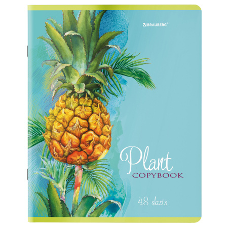 Тетради КОМПЛЕКТ 5 шт., А5, 48 л., BRAUBERG скоба, клетка, глянцевый лак, "Яркие Растения", 404393 - Тетради 40-48 листов