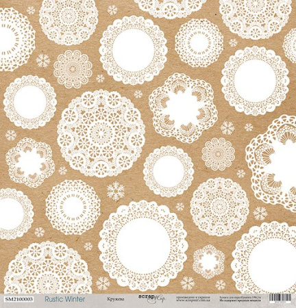 Лист односторонней бумаги "Кружева" из коллекции "Rustic Winter" 30*30 см от Scrapmir