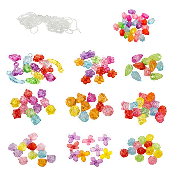 Набор BEADS SET для творчества, рукоделия и создания украшений, 200 бусин, 10 видов, прозрачные, нить, BRAUBERG KIDS, 664694 - Наборы для изготовления бижутерии