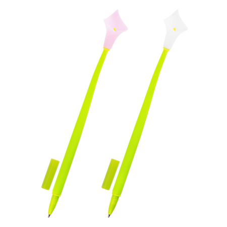 Ручка фигурная шариковая ЮНЛАНДИЯ "Цветок", силиконовый корпус, ассорти, СИНЯЯ, пишущий узел 0,7 мм, 143797 - Ручки фигурные