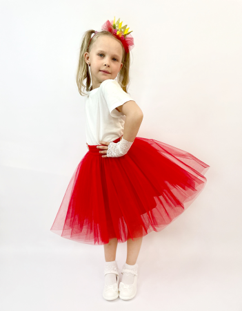 Юбка нарядная из фатина красная - Юбки