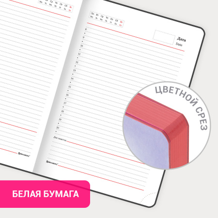 Ежедневник недатированный А5 (138х213 мм), BRAUBERG VISTA, под кожу, гибкий, 136 л., "Paradise", 112017 - Ежедневники с покрытием "под кожу и ткань"