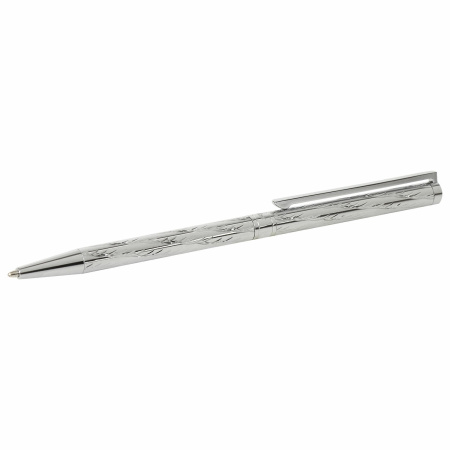 Ручка подарочная шариковая GALANT "ASTRON SILVER", корпус серебристый, детали хром, узел 0,7 мм, синяя, 143527 - Ручки шариковые подарочные