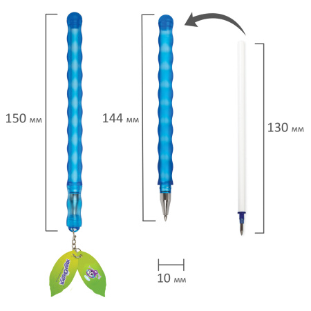 Ручки стираемые гелевые ЮНЛАНДИЯ "Горошек", НАБОР 2 штуки, СИНИЕ, + 4 сменных стержня, линия письма 0,35 мм, 143671 - Ручки со стираемыми чернилами