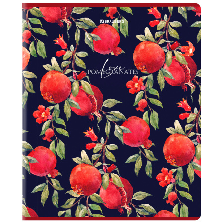 Тетрадь А5, 48 л., BRAUBERG, скоба, клетка, матовая ламинация, выборочный лак, "Гранаты" (микс в спайке), 404376 - Тетради 40-48 листов