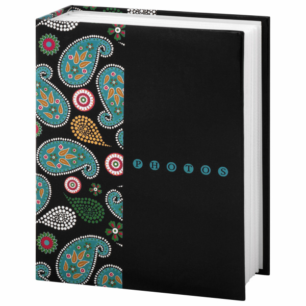 Фотоальбом BRAUBERG на 304 фотографии 10х15 см, твердая обложка, "Пейсли", черный с бирюзовым, 390674 - Фотоальбомы