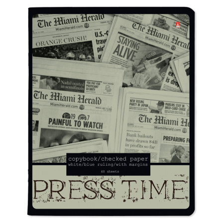 Тетрадь А5 48 л. АЛЬТ скоба, клетка, глянцевый лак, "Газета" (5 видов), 7-48-1146 - Тетради 40-48 листов