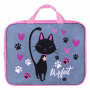 Папка на молнии с ручками BRAUBERG А4, 1 отделение, полиэстер, 80 мм, "Elegant cat", 271481 - Папки-сумки с ручками
