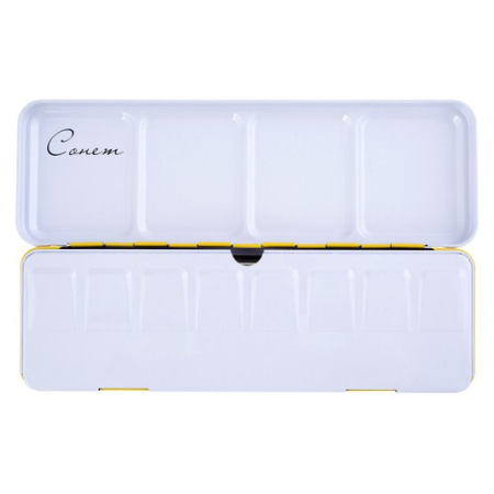 Пенал для акварели на 21 кювету с палитрой "Сонет", металлический жёлтый - Пеналы (органайзеры) для красок, кистей, карандашей