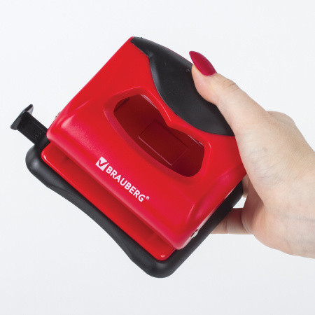 Дырокол BRAUBERG "JET PRO", до 20 листов, красно-черный, 228599 - Дыроколы настольные