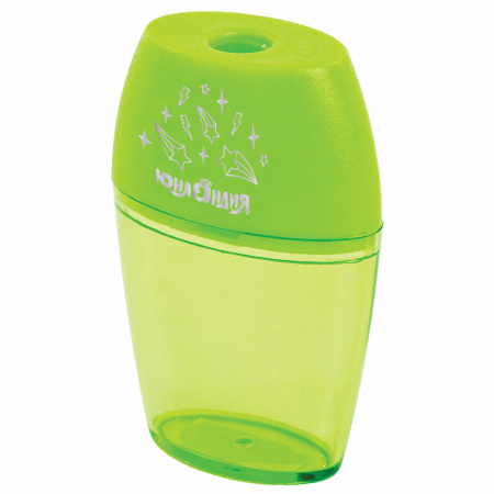 Точилка ЮНЛАНДИЯ "Радуга", с контейнером, овальная, пластиковая, корпус ассорти, 228765 - Точилки ручные