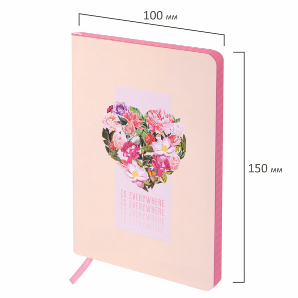 Блокнот МАЛЫЙ ФОРМАТ (100х150 мм) А6, BRAUBERG VISTA "Love is everywhere", под кожу, гибкий, 80 л., 112094 - Бизнес-блокноты и бизнес-тетради