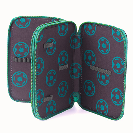 Пенал BRAUBERG, 2 отделения, полиэстер, 21х14 см, "Fire football", 270322 - Пеналы каркасные