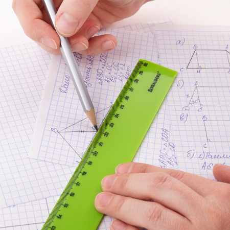 Линейка пластиковая 30 см BRAUBERG "NEON", непрозрачная, 1 шт, 210751 - Линейки