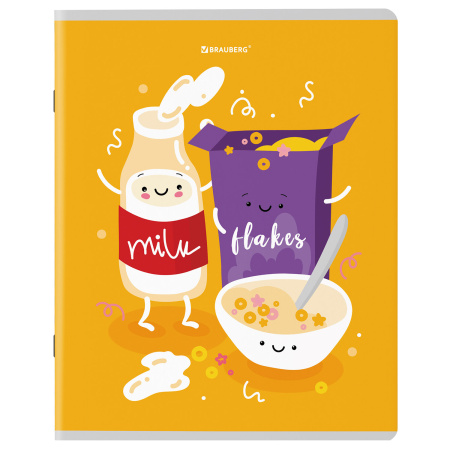 Тетради КОМПЛЕКТ 5 шт. А5, 48 л., BRAUBERG скоба, клетка, TWIN лак, "Funny Food", 404397 - Тетради 40-48 листов