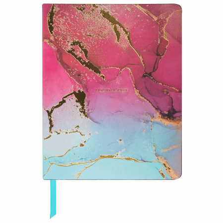 Тетрадь А5 (168х208 мм), 80 л., сшивка, клетка, под кожу, бумага 70 г/м2, фольга, BRAUBERG VISTA, "Marble", 403926 - Тетради более 60 листов