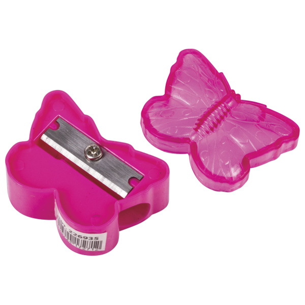 Точилка ПИФАГОР с контейнером, пластиковая, "Бабочка", цвет корпуса ассорти, 226935 - Точилки ручные