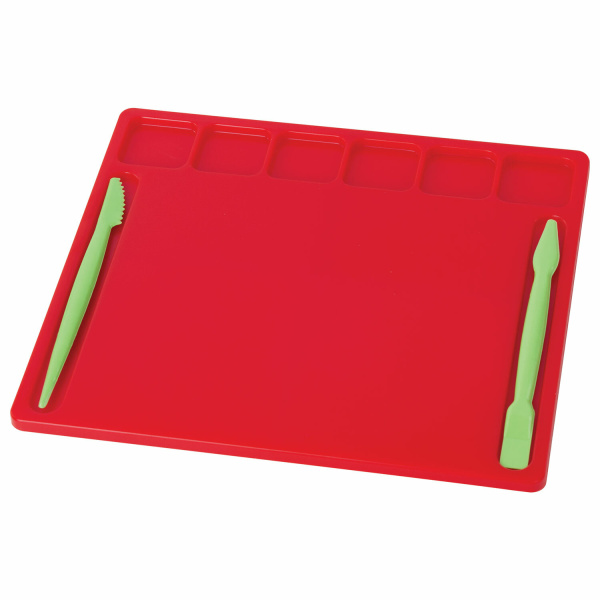 Доска для лепки А5, 200х170 мм, ЮНЛАНДИЯ, ассорти, 6 отделений для пластилина, 2 стека, 227398 - Доски, стеки и формочки для лепки