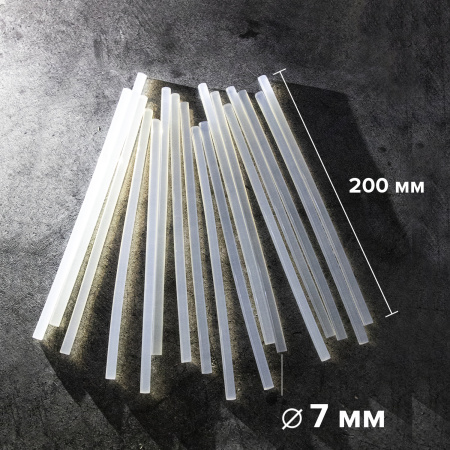 Клеевые стержни, диаметр 7 мм, длина 200 мм, прозрачные, комплект 12 шт., BRAUBERG - Клеевые пистолеты, стержни, ножницы
