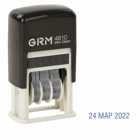 Датер-мини месяц буквами, оттиск 20х3,8 мм синий, GRM 4810, 124131000 - Датеры