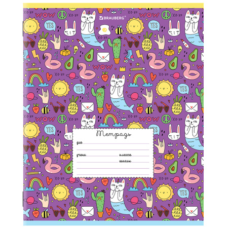 Тетрадь 24 л. BRAUBERG линия, обложка картон, "ЯРКИЙ МИКС", 106488 - Тетради 12-24 листов