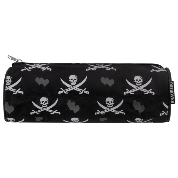 Пенал-косметичка BRAUBERG для учеников начальной школы, черный, "Пираты", 20х7х7 см, 223273 - Пеналы мягкие