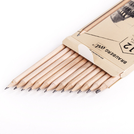 Карандаши художественные чернографитные 4H-8B, НАБОР 12 штук, BRAUBERG ART "CLASSIC", 181542 - Карандаши чернографитные