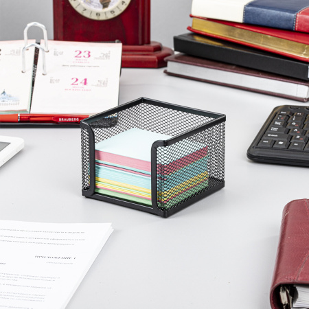 Подставка для бумажного блока BRAUBERG "Germanium", металлическая, 78*105*105 мм, черная, 231944 - Подставки канцелярские без наполнения