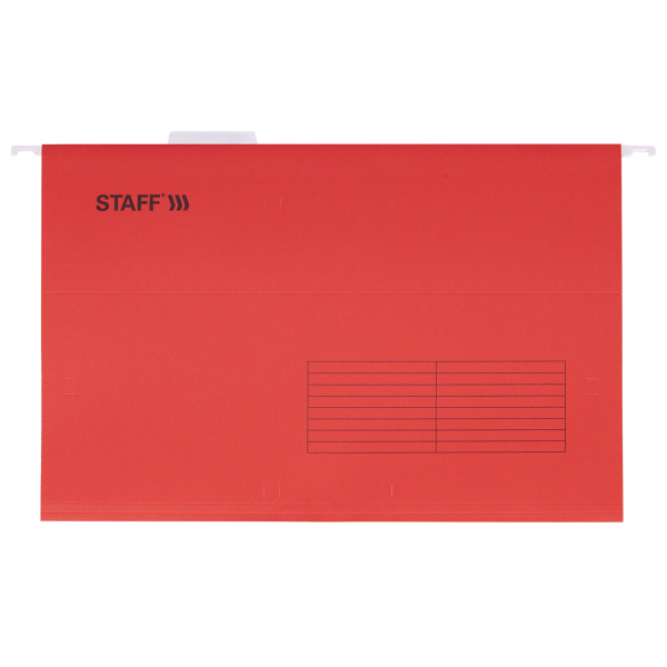 Подвесные папки A4/Foolscap (404х240 мм) до 80 л., КОМПЛЕКТ 10 шт., красные, картон, STAFF, 270936 - Подвесные папки Foolscap