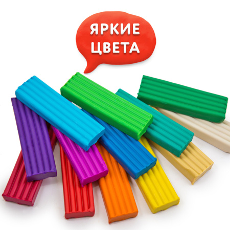 Пластилин классический ЮНЛАНДИЯ "ЮНЫЙ ВОЛШЕБНИК", 12 цветов, 240 г, со стеком, 106506 - Пластилин