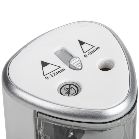 Точилка электрическая BRAUBERG DUAL (для 2 диаметров карандашей!), 4 батарейки АА, белая, 270580 - Точилки электрические