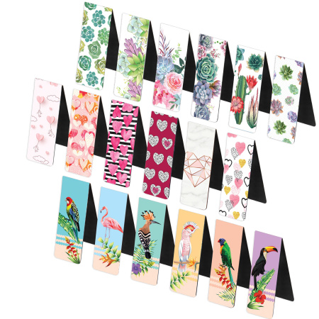 Закладки для книг МАГНИТНЫЕ, "MIX", набор 30 шт., 60x20 мм, BRAUBERG, 113175 - Закладки для книг