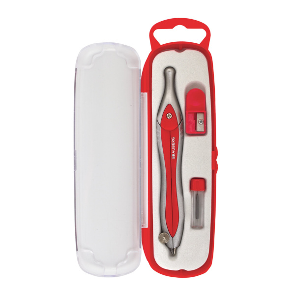 Готовальня BRAUBERG "Extra", 3 предмета (циркуль 125 мм, точилка, грифель), в пенале, 210685 - Циркули и готовальни