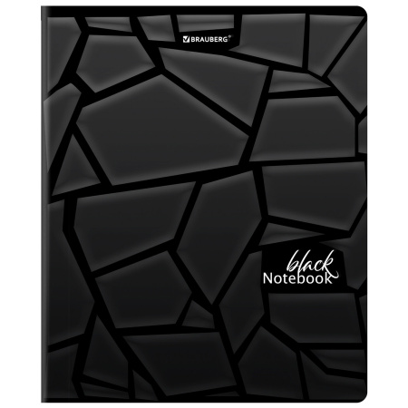 Тетрадь А5, 48 л., BRAUBERG, скоба, клетка, матовая ламинация, выборочный лак, "Black" (микс в спайке), 404375 - Тетради 40-48 листов