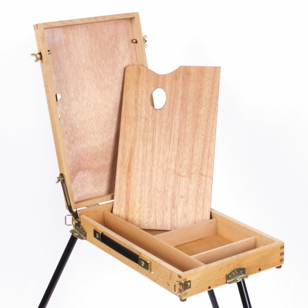 Этюдник BRAUBERG ART CLASSIC, бук, 40х25х7,5см, высота холста 70см, ножки метал 90см, ремень,190655 - Этюдники